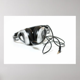 Poster Casques de musique, câble et Jack