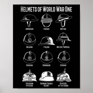 Poster Casques de soldats de la Première Guerre mondiale