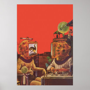 Poster Casques vintages de science-fiction, Aliens de pun