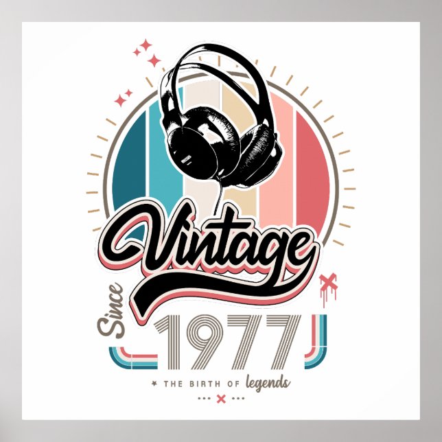 Poster Casques vintages depuis 1977 (Devant)