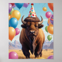 Casquette d'anniversaire de bison américain et bal