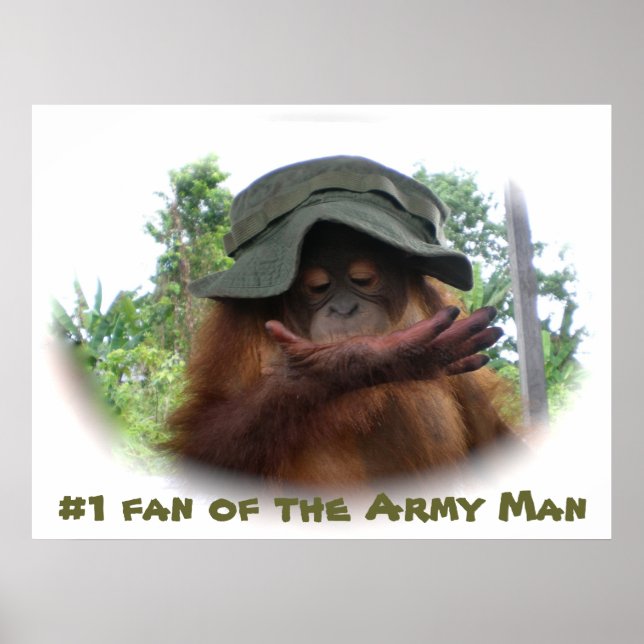 Poster Casquette de l'armée, petit bébé orangoutan (Devant)