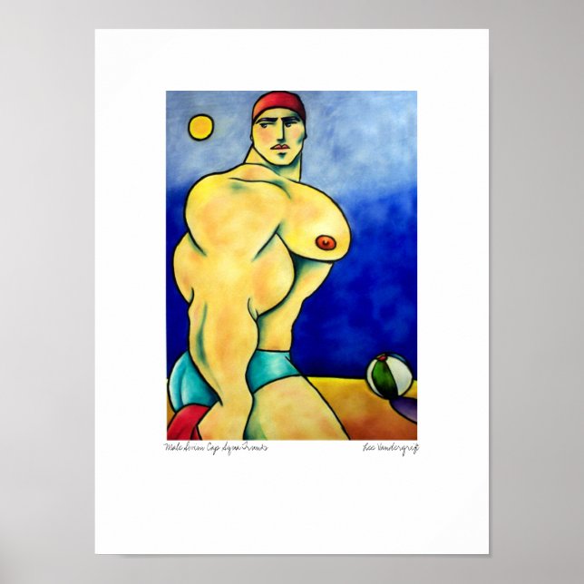 Poster Casquette de natation masculine Aqua Trunks par Le (Devant)