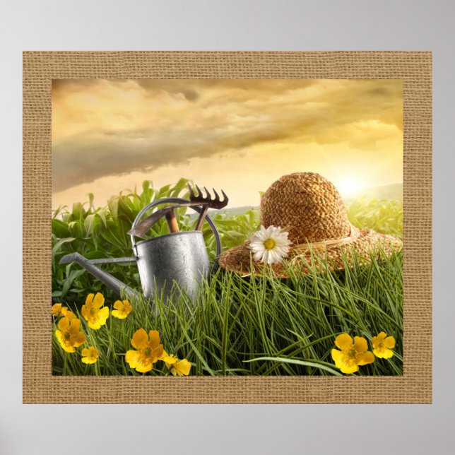 Poster Casquette de paille dans Meadow Photographie Poste (Devant)