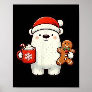 Poster Casquette de Père Noël ours polaire Noël vacances