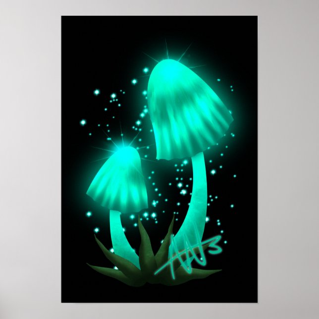 Poster Casquette de Pixie psychédélique de Cyan brillant (Devant)
