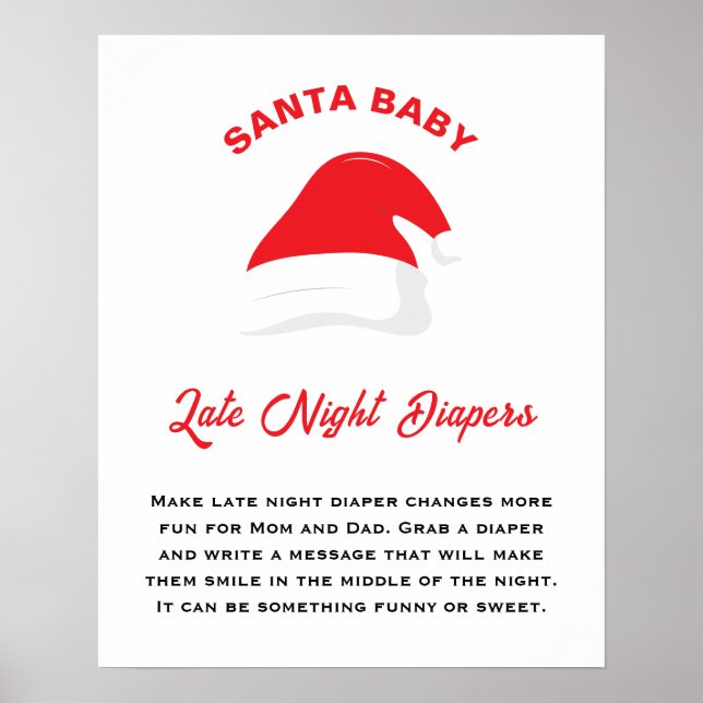 Poster Casquette d'hiver Père Noël Baby shower Late Nuit  (Devant)