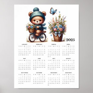 Poster Casquette d'ours mignon Écarf Monter un vélo Calen