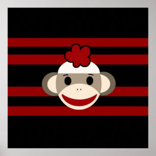 Poster Casquette Fleur de singe rouge et noire