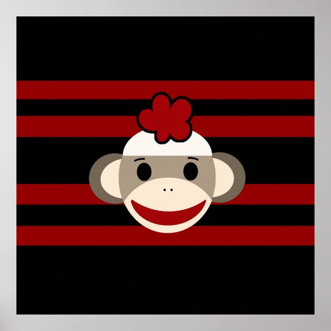 Poster Casquette Fleur de singe rouge et noire (Devant)