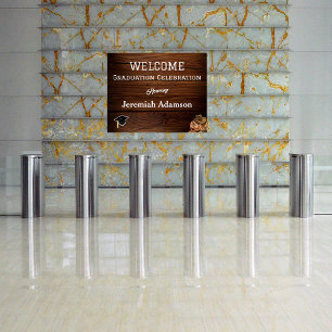 Poster Casquette occidental et Lasso Grad Party Bienvenue