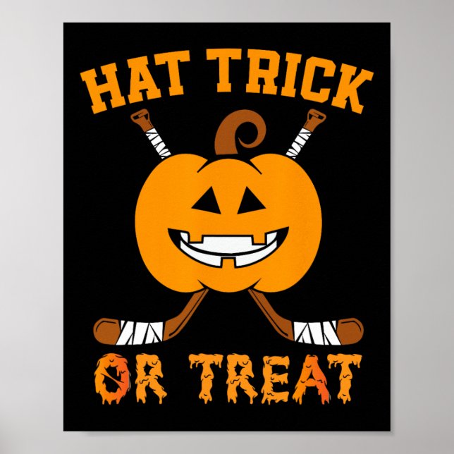 Poster Casquette Trick Ou Traiter Amusant Hockey Sur Glac (Devant)