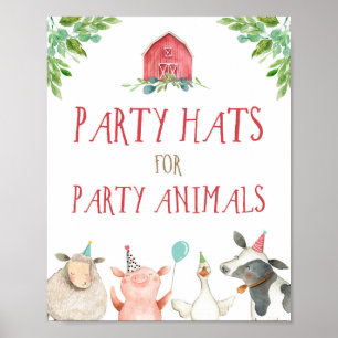 Poster Casquettes de fête Animaux de ferme Barnyard Boy A