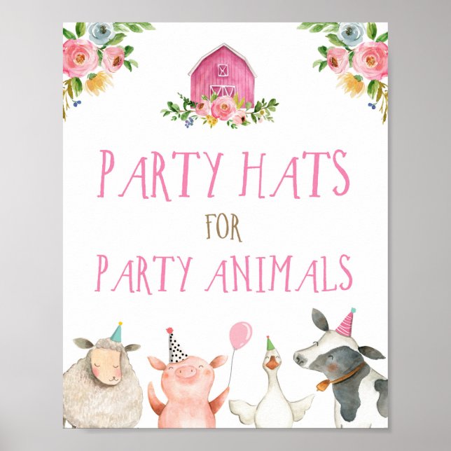 Poster Casquettes de fête Animaux de ferme Barnyard Fille (Devant)