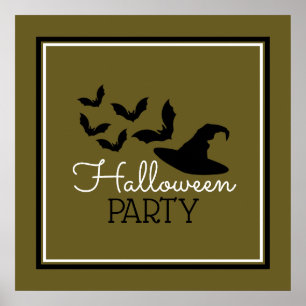 Poster Casquettes et chauves-souris, fête d'Halloween