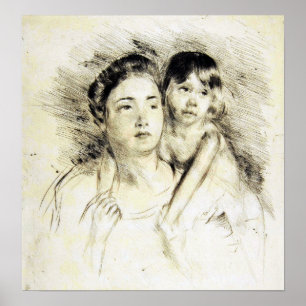 Poster Cassatt - Denise tenant son enfant par les deux ma