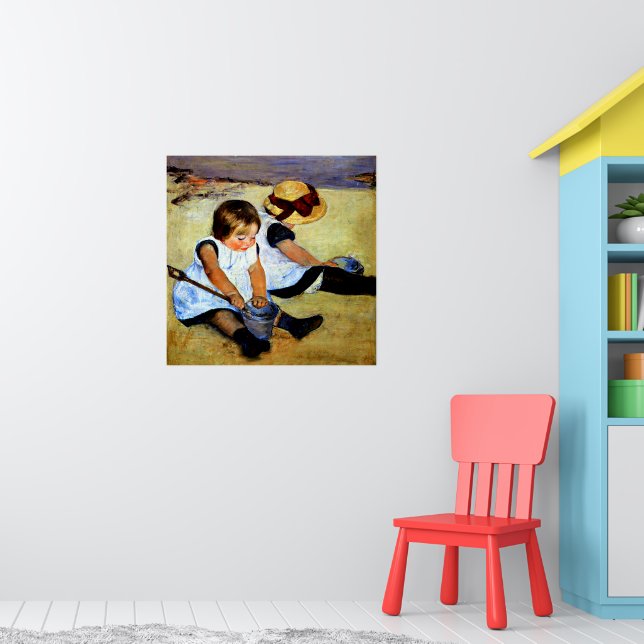 Poster Cassatt - Enfants jouant sur la plage (Pépinière 1)