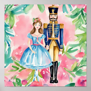 Poster Casse-noisette aquarelle et Noël Clara
