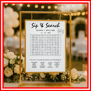 Poster Casse-tête de mots personnalisés pour mariage Sip