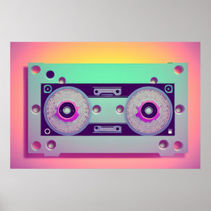 Poster cassette audio   Musique   Rétro   ART NUMÉRIQUE