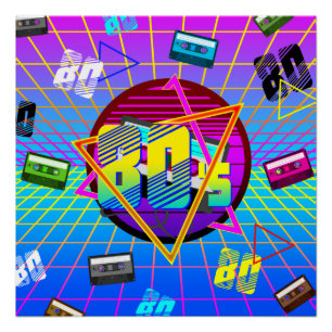 POSTER CASSETTE AUDIO RÉTRO ANCIENNE ÉCOLE DES ANNÉES 80