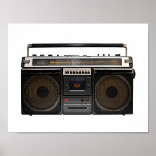 Poster cassette rétro lecteur musique hipster bande stéré