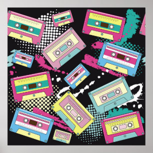 Poster cassettes multicolores sur une couture arrière - p