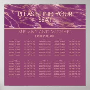 Poster Cassis rose marbre d'or romantique élégant