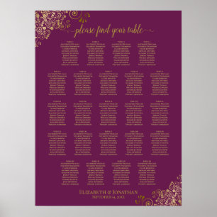 Poster Cassis violet 23 Mariage de table Planche de siège
