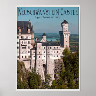 Poster Castle Neuschwanstein from Marienbrücke - English