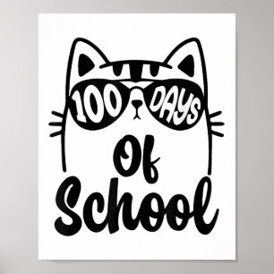 Poster Cat 100e Jour De L'École Enseignant Enfants 100 Jo