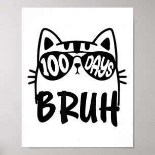 Poster Cat 100e Jour De L'École Enseignants Garçons 100 J