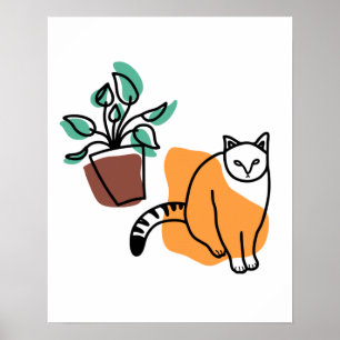 Poster Cat and the plant