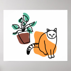 Poster Cat and the plant