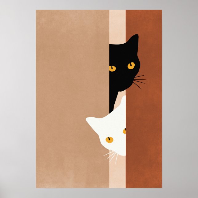 Poster  cat black and white (Devant)