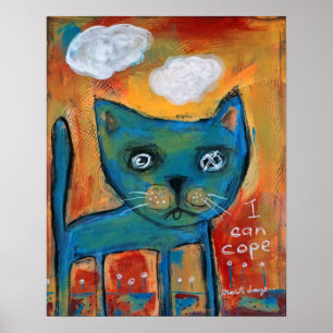 Poster Cat Bleu - Je Peux Cope