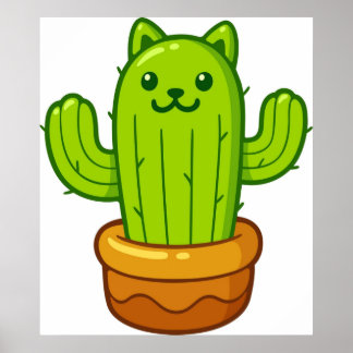 Poster Cat cactus catcus