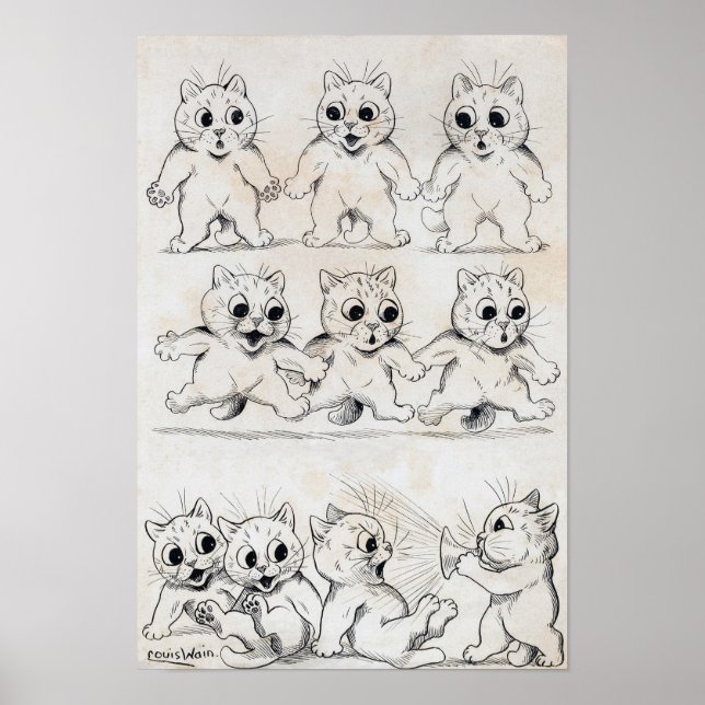 Poster Cat Cartoon, Louis Wain (Devant)