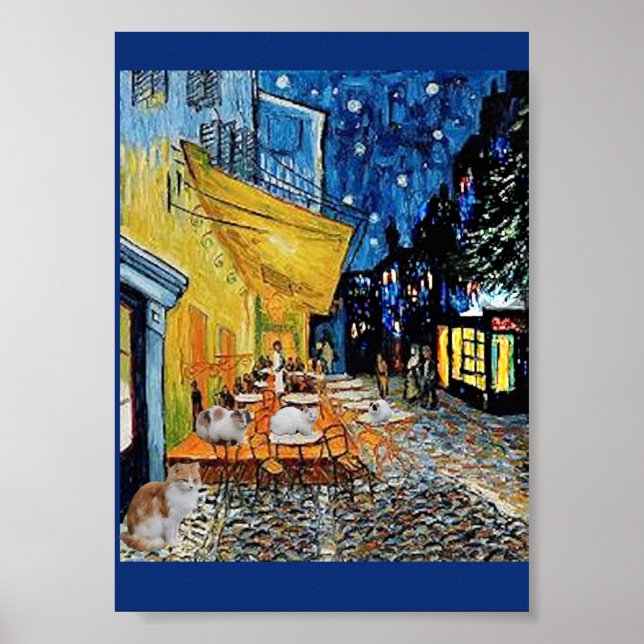 Poster Cat Colony, Night Cafe Parody, Van Gogh (Devant)