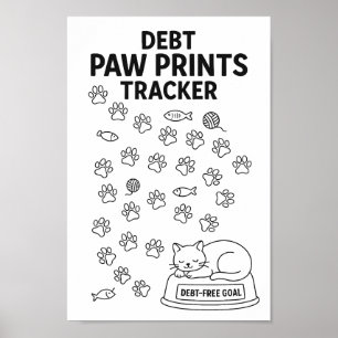 Poster Cat Empreintes de pattes Savings Challenge Tracker