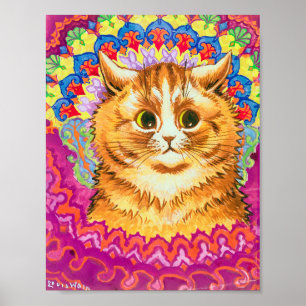 Poster Cat in a Decorative Pattern, Louis Wain