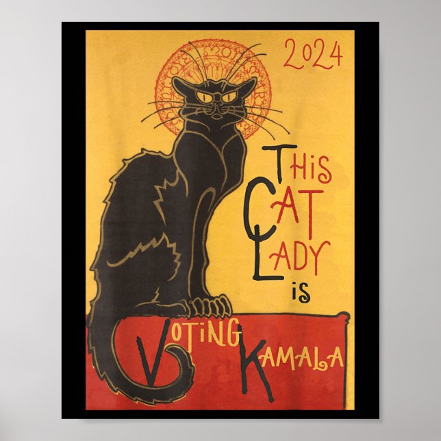 Poster Cat Lady Kamala Le Conversation Noir Funny Ballot (Devant)