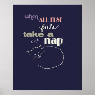 Poster cat line art with humorous quote for cat lovers