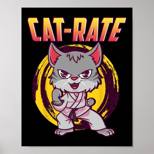 Poster Cat-rate Karate Chat Pour Hommes Femmes Filles Enf (Devant)