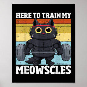 Poster Cat Train My Meowscles Funny Gym entraînement Cat 