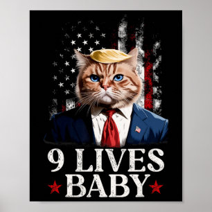 Poster Cat Trump 9 Lives Baby Trump 2024 Victoire remport