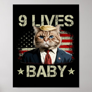Poster Cat Trump 9 Lives Baby Trump 2024 Victoire remport