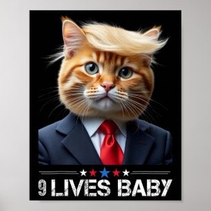 Poster Cat Trump 9 Vit Ba1drôle Mème Trump