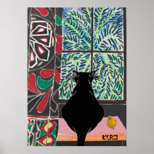 Poster Cat Under Window, MERCI, modifier le texte