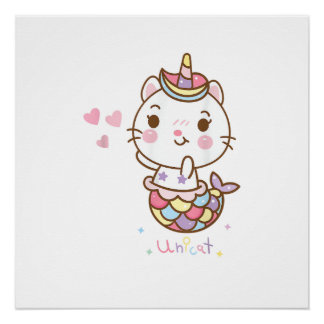 Poster Cat Unicorn shirt - Unicat Mermaid Cat I believe i
